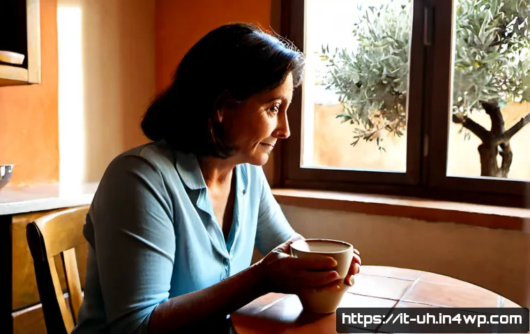 Home 12 과거 자아 화해를 위한 첫 단계 - Photorealistic emotional self-reflection scene in a warm Italian apartment, a thoughtful middle-aged...